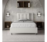 Letto una piazza e mezza contenitore imbottito 120x200 similpelle bianco Annalis