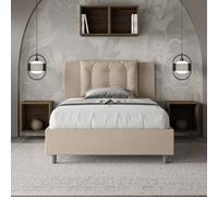 Letto una piazza e mezza contenitore imbottito 120x200 similpelle tortora Annali