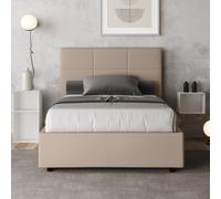 Letto una piazza e mezza contenitore imbottito in simipelle Tortora MIKA 120x190 [EEK: Non applicabile]