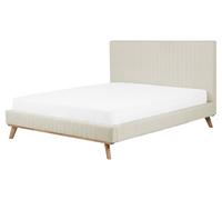Letto Velluto Beige a Doghe Testiera Trapuntata Verticale 160 x 200 cm Talence