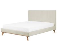 Letto Velluto Beige a Doghe Testiera Trapuntata Verticale 180 x 200 cm Talence