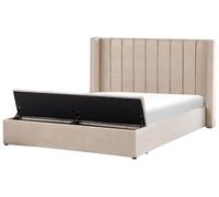 Letto velluto beige rete a doghe e cassapanca 180 x 200 cm Noyers