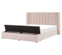 Letto velluto rosa pastello rete a doghe e cassapanca 160 x 200 cm Noyers