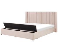 Letto velluto rosa pastello rete a doghe e cassapanca 180 x 200 cm Noyers