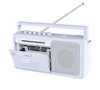 Lettore a cassette portatili, con Bluetooth, USB, jack per cuffie, vintage registratore a cassette portatile per casa o all'aperto (bianco)