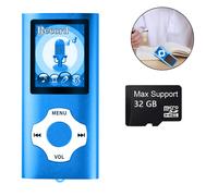 Lettore audio digitale, compagno musicale blu con design sottile, ampia memoria da 32 GB, supporta la radio FM, buona qualità, buona qualità, buona