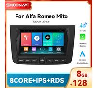 Lettore autoradio Carplay senza fili per Alfa Romeo Mito 2008-2012 AI Voice Android 14 4G Wifi DSP IPS RDS GPS 8GB 128GB di navigazione 4Core 2-32GB