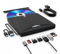 Lettore Blu-ray Esterno 7 in 1, Masterizzatore DVD CD, Hub USB 3.0 USB-C, 4 USB, SD TF, per PC Windows Mac