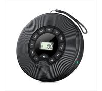 Lettore CD Bluetooth da 1500 mAh con trasmettitore FM, cuffie, AUX, USB, lettore CD portatile anti-salto per auto