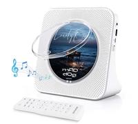 Lettore CD Bluetooth Verticale, Radio CD Portatile con Altoparlanti e Timer | Supporto per Bluetooth/AUX/USB/FM Radio, Telecomando, Lettore CD Player Musicale Audio per Album Kpop (Bianco)
