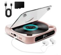 Lettore CD BT portatile, ricaricabile, ripetitore personale per l'apprendimento dell'inglese, con audio HiFi, supporta audio wireless e cablato, per casa e viaggi (rosa)