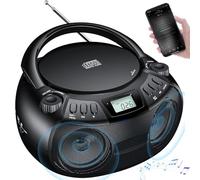 Lettore CD cassette Boombox con Bluetooth, radio AM/FM, altoparlanti stereo, ingresso AUX, display LCD, jack per cuffie, riproduzione MP3 USB, centro musicale per la casa