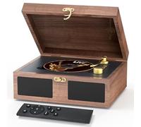 Lettore CD con altoparlanti integrati portatile con ingresso e uscita Bluetooth nostalgico lettori CD desktop per casa lettore musicale con suono stereo telecomando marrone