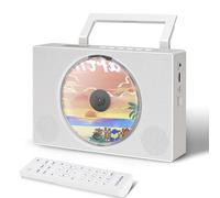 Lettore CD con Bluetooth, lettore CD portatile, radio FM, altoparlanti Bluetooth, lettore CD multifunzione per musica, con timer, copertura antipolvere, display LCD, telecomando