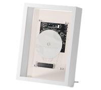 Lettore CD con cornice musicale, lettore CD montabile a parete, Bluetooth 5.0, telecomando, altoparlante integrato, uscita AUX da 3,5 mm, lettore cornice per foto CD decorativo creativo,White