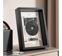 Lettore CD con cornice musicale montabile a parete con telecomando, Bluetooth 5.0 e uscita AUX da 3,5 mm, cornice decorativa per foto per casa, ufficio e esposizione in galleria black