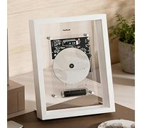 Lettore CD con cornice musicale montabile a parete con telecomando, Bluetooth 5.0 e uscita AUX da 3,5 mm, cornice decorativa per foto per casa, ufficio e esposizione in galleria white