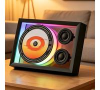 Lettore CD con design cornice fotografica decorativa, altoparlanti integrati e luce ambientale, compatibile con CD, CD-R, CD-RW, MP3 e WMA, per casa, ufficio e esposizione a parete black