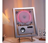Lettore CD da parete con Bluetooth/USB/AUX, cornice decorativa per foto, telecomando e altoparlanti, 6 modalità di illuminazione, decorazione per la casa