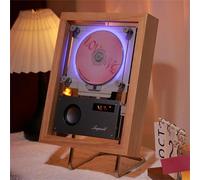 Lettore CD da parete con Bluetooth/USB/AUX, cornice decorativa per foto, telecomando e altoparlanti, 6 modalità di illuminazione, decorazione per la casa