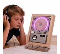 Lettore CD da parete con telecomando, cornice decorativa musicale, uscita USB/AUX, 6 effetti di luce, perfetto per la decorazione di casa e corridoio