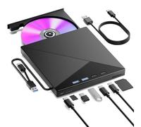Lettore CD DVD Esterno per PC Portatile con 4 Porte USB e Lettore TF/SD