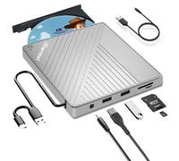 Lettore CD DVD Esterno per PC Portatile USB 3.0 Type-C, CD/DVD +/-RW Masterizzatore DVD Externo, Unità CD DVD Esterna Trasferimento Dati Veloce per Laptop,Desktop,MacBook,Win11/10/8/7/XP,Linux,Vista