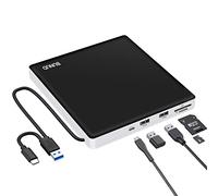 Lettore CD DVD esterno, USB 3.0 e tipo C CD/DVD RW ROM, masterizzatore con SD/TF e 2 USB, lettore DVD ottico sottile per computer portatile PC Windows 11/10 Computer Mac Macbook Pro Air iMac Apple