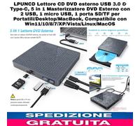Lettore CD DVD esterno x PC 5in1 Masterizzatore DVD ESTERNO, USB, PORTA SD /TF