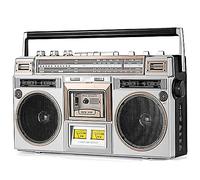 Lettore CD in stile classico anni '80, radio portatile con lettore di cassette, radio AM/FM, supporto ingresso SD/USB, registratore a cassette per riunioni di famiglia e viaggi