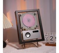 Lettore CD montabile a parete con altoparlante integrato, Bluetooth/AUX/USB, display dell'ora, cornice per foto musicali per la decorazione della parete dell'ufficio domestico