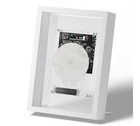 Lettore CD Montabile Parete, Lettore CD con Cornice Musicale con Telecomando, Uscita Aux 3,5 mm, Senza Altoparlanti, Dispositivo Doppio Uso per Montaggio Parete/Desktop per Decorazione(White)