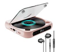 Lettore CD portatile aggiornato 2025 con Bluetooth 5.3, suono Hi-Fi e batteria ricaricabile da 2000 mAh, riproduce CD/CD-R/RW/MP3, leggero per viaggi/auto/casa (rosa)
