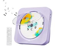 Lettore CD portatile Bluetooth 5.1 con altoparlanti Hi-Fi, telecomando, antipolvere, display LED, radio FM Boombox, USB/AUX, per casa, bambini (viola)