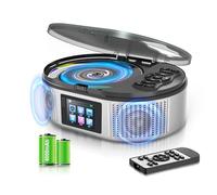 Lettore CD portatile Bluetooth 5.3 con altoparlante Dual stereo, 4000 mAh, lettore CD da 4000 mAh, controllo remoto, schermo LCD, supporto FM/USB/AUX