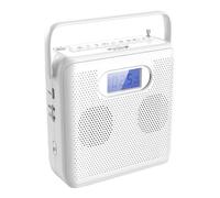 Lettore CD portatile Bluetooth con design verticale, altoparlanti CD, radio FM, supporto USB, AUX e display LCD