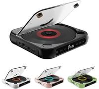Lettore CD portatile Bluetooth, leggero e ricaricabile, supporta CD/CD-R/CD-RW/MP3 per viaggi, casa e auto, design compatto (rosa)