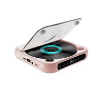 Lettore CD portatile Bluetooth, retrò, mini lettore CD portatile per auto e casa, suono hi-fi, ricaricabile, Bluetooth 5.3, supporto AUX per auto, lettore musicale compatto e leggero da viaggio (rosa)