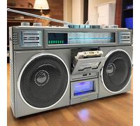 Lettore CD Portatile Boombox, Classico Boombox Retrò Anni '80 Con Bluetooth, 4 Altoparlanti, Radio AM/FM, Supporto USB/AUX, Per Riunioni Di Famiglia