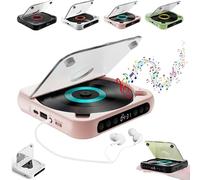 Lettore CD portatile compatibile con Bluetooth: suono Hi-Fi, riproduzione wireless e cablata, batteria ricaricabile, compatto e leggero, per viaggi, casa, auto (verde)