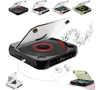 Lettore CD portatile compatibile con Bluetooth: suono Hi-Fi, riproduzione wireless e cablata, batteria ricaricabile, compatto e leggero, per viaggi, casa, auto (verde)