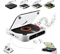Lettore CD portatile compatibile con Bluetooth: suono Hi-Fi, riproduzione wireless e cablata, batteria ricaricabile, compatto e leggero, per viaggi, casa, auto (verde)