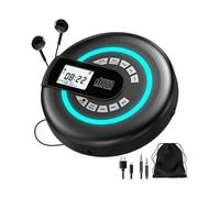 Lettore CD Portatile con 5.3, Lettore CD Discman, Altoparlanti Integrati, Trasmettitore FM, Funzione Anti-Salto, AUX, USB, per Auto