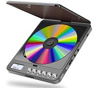 Lettore CD portatile con altoparlanti integrati, lettore CD ricaricabile con doppio jack per cuffie, anti-skip, lettore CD compatto personale per auto, casa e viaggi