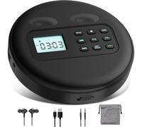 Lettore CD portatile con altoparlanti, retroilluminazione LCD, AUX, riproduzione CD/MP3/USB per audiolibri, musica, apprendimento, auto e vi