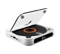 Lettore CD portatile con audio Hi-Fi Bluetooth, batteria ricaricabile, supporta CD/CD-Rw/Mp3, non c'è bisogno di spina includere (auricolari + paraorecchie) (bianco)