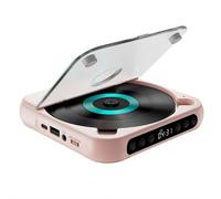 Lettore CD portatile con audio Hi-Fi Bluetooth, batteria ricaricabile, supporta CD/CD-Rw/Mp3, non c'è bisogno di spina includere (auricolari + paraorecchie) (rosa)