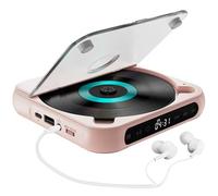 Lettore CD portatile con Bluetooth 5.3, Hi-Fi Sound, Display LCD a batteria 2000MAH, supporta CD/AUX/USB e Ripeti le modalità pink