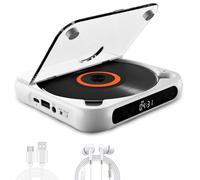 Lettore CD portatile con Bluetooth 5.3, lettore CD compatto ricaricabile per casa, auto, studio, viaggio, display LCD, altoparlanti HiFi e timer integrati, modalità di ripetizione, cuffie, supporta CD