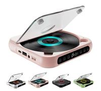 Lettore CD portatile con Bluetooth 5.3, Mini Lettore ricaricabile con altoparlanti e cuffie, supporta CD/USB/BT, schermo LCD e batteria da 2000 MAH, per casa, ufficio, viaggio pink